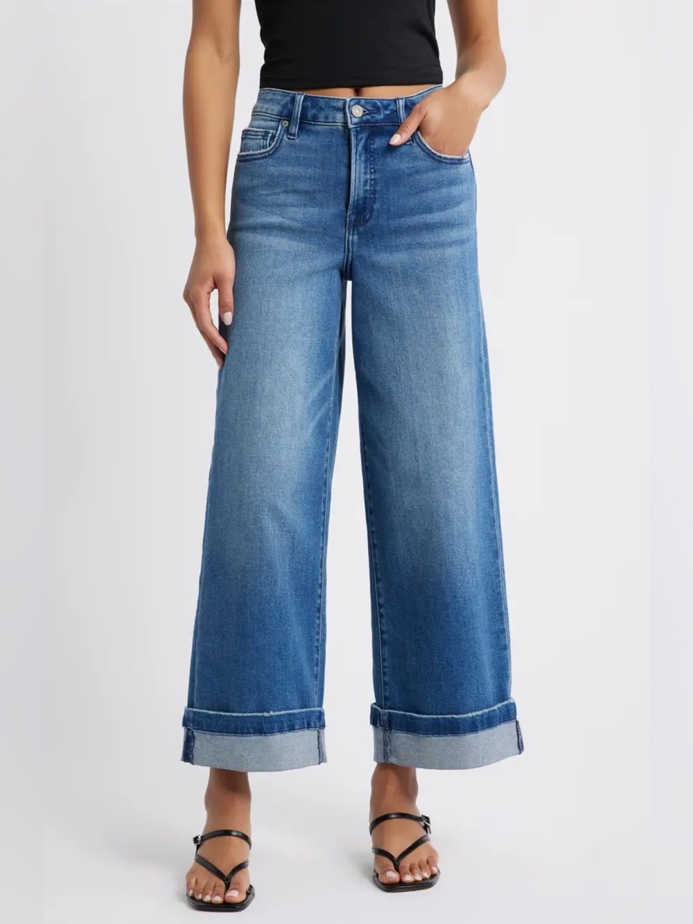 NWT HIDDEN Nori Cuffed High Rise Wide Leg Ankle Jeans